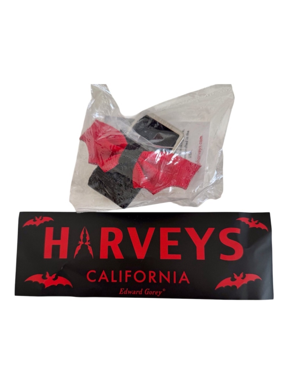 Harveys Seatbelt Bag Edward Gorey Dracula Bat Bow Keychain and Sticker
